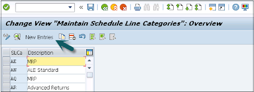 click on new entries as shown